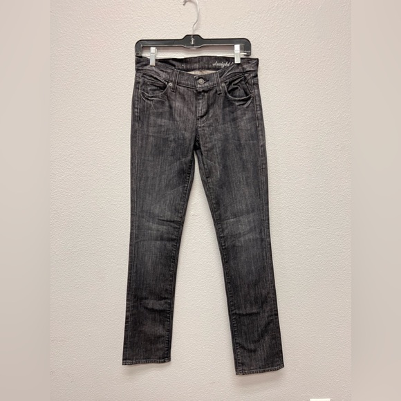 7 For All Mankind NWT Straight Leg Black Studded Jeans Size 26 - Picture 1 of 14